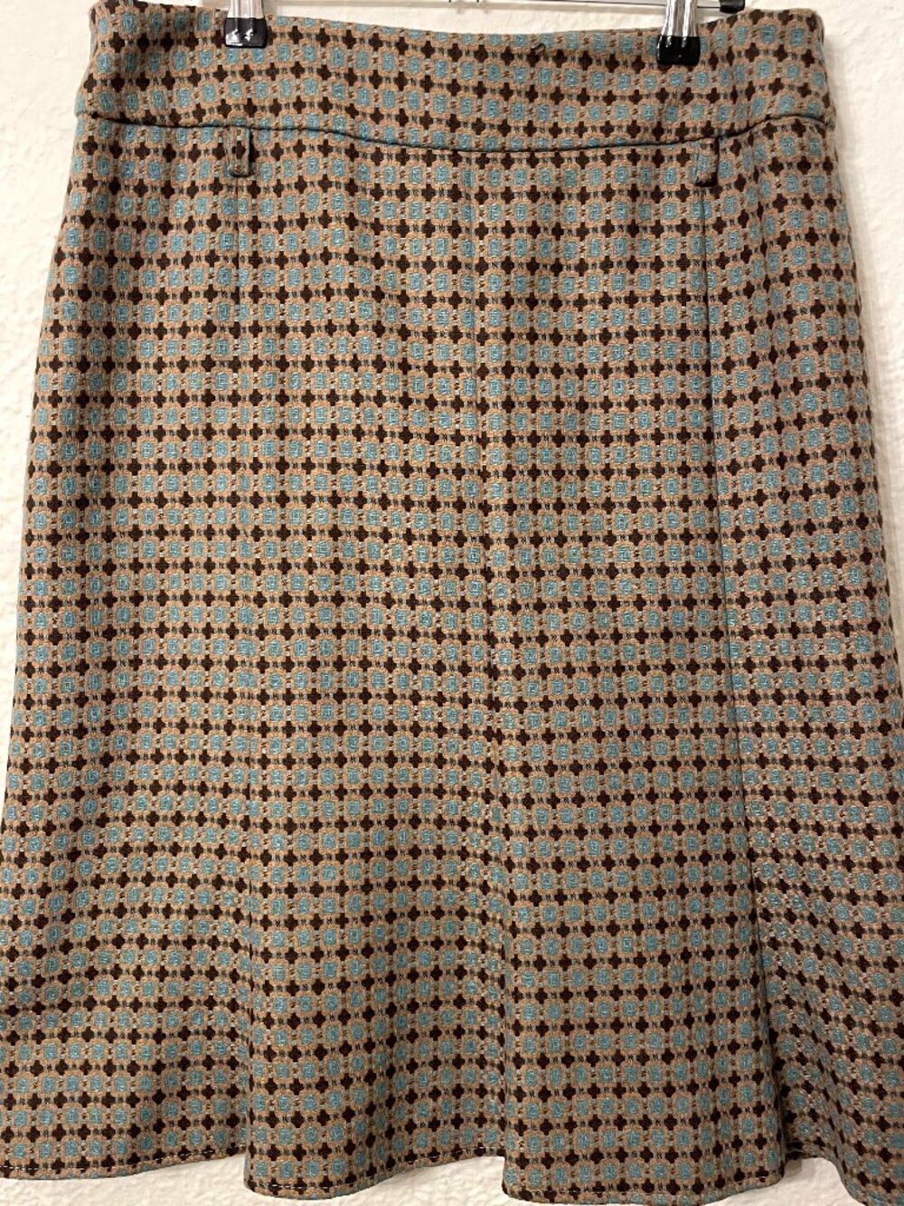 Rare German Brand Bianca Fully Lined Wool Skirt Geometric Pattern US 12 Academia
